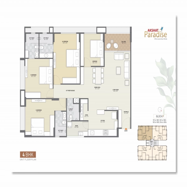 4 BHK Unit Floor Plan F Block 